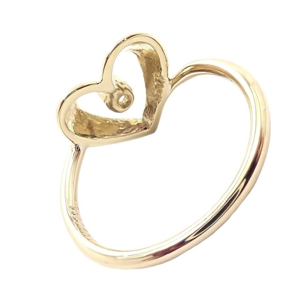 Authentic! Vintage Tiffany & Co 18k Yellow Gold Diamond Heart Ring - Picture 8 of 9